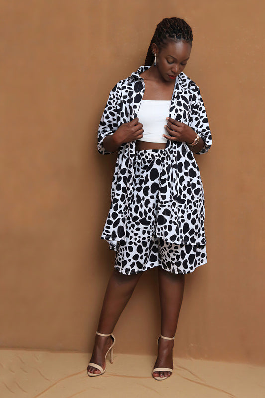 Animal print shorts two piece