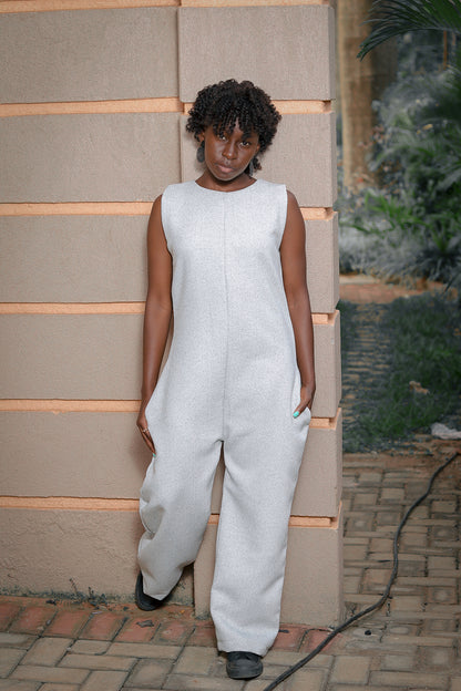 Heather grey wide leg jumpsuit