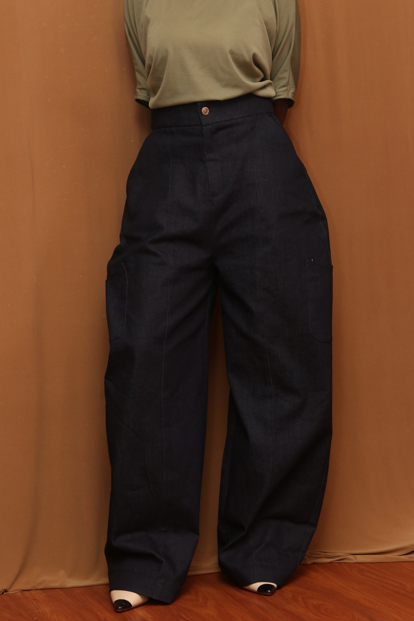 Black -navy Denim Barrel