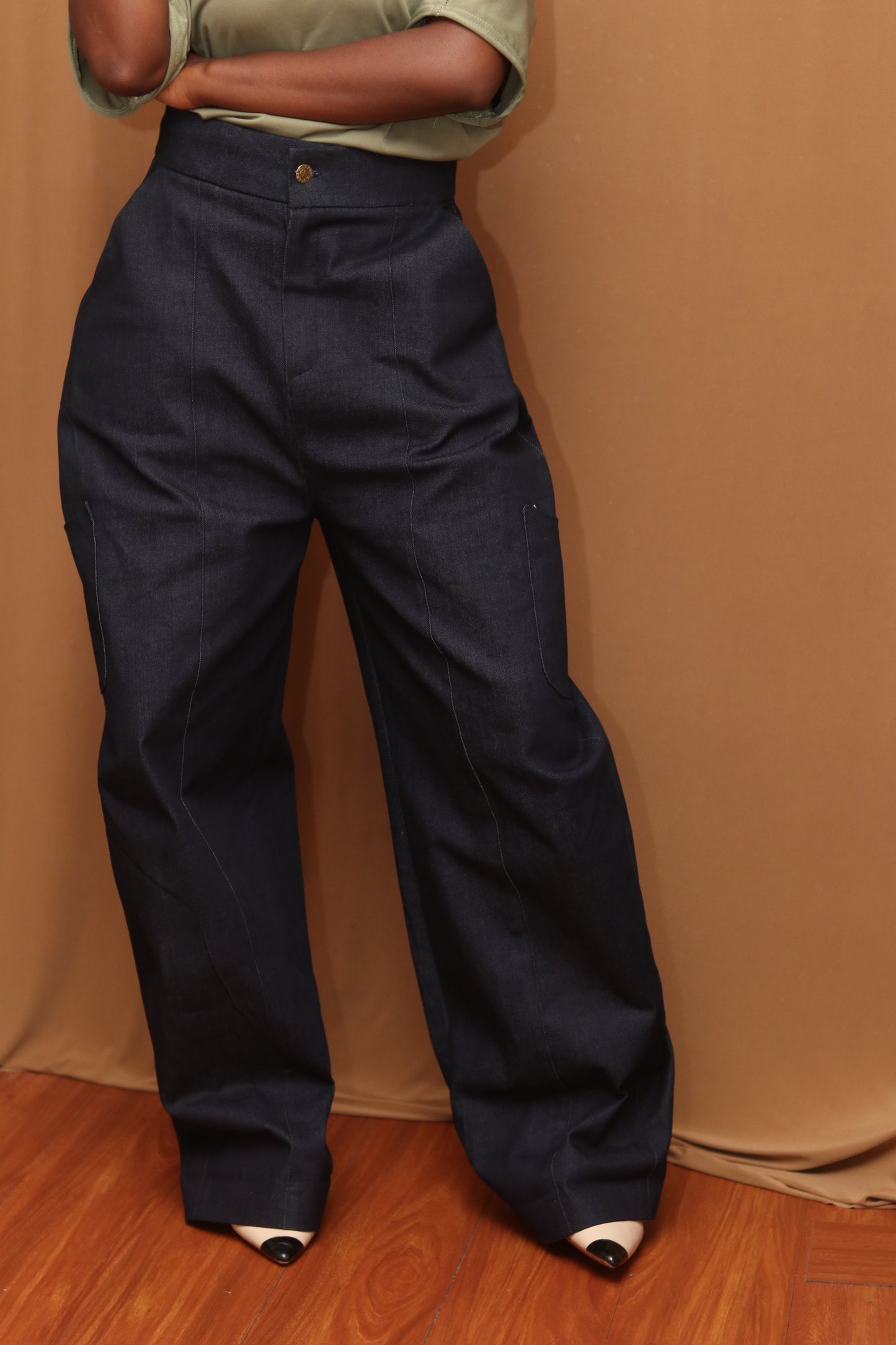 Black -navy Denim Barrel