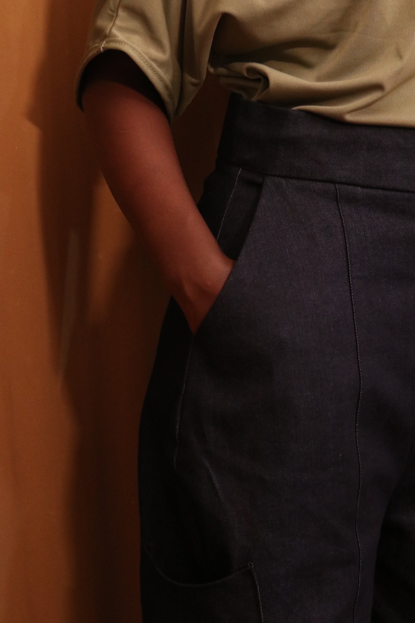 Black -navy Denim Barrel